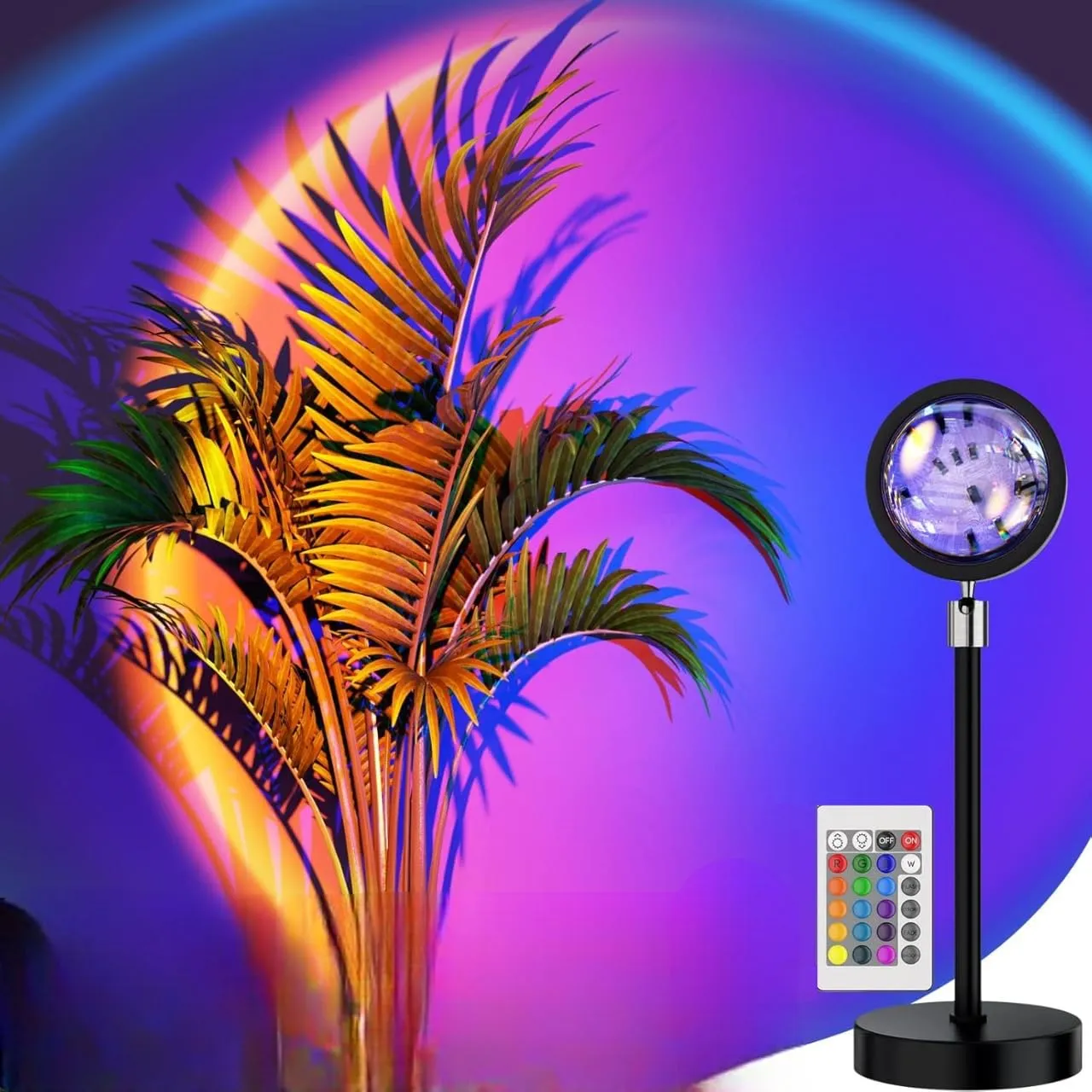 Desidiya® 16-Color LED Night Light Sunset Lamp with Remote & USB – 360° Rotating Projection Light for Room Ambience, Wall Decor, Photography & Mood Lighting
